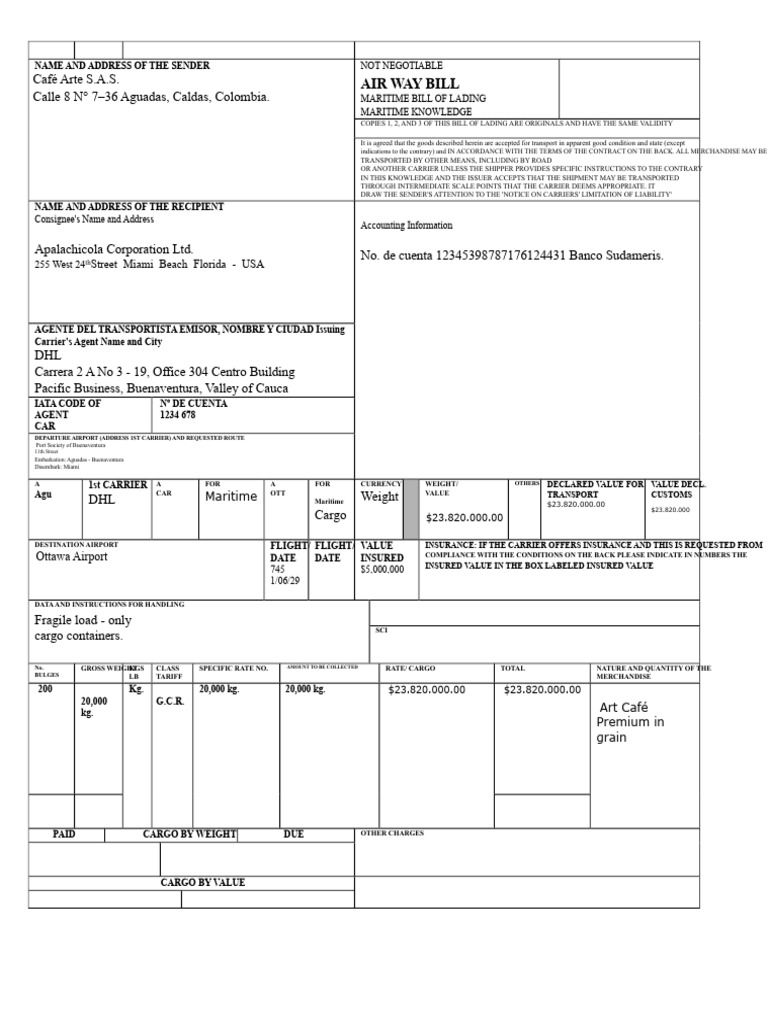 Bill of Lading Maritime | PDF | Cargo | Bill Of Lading