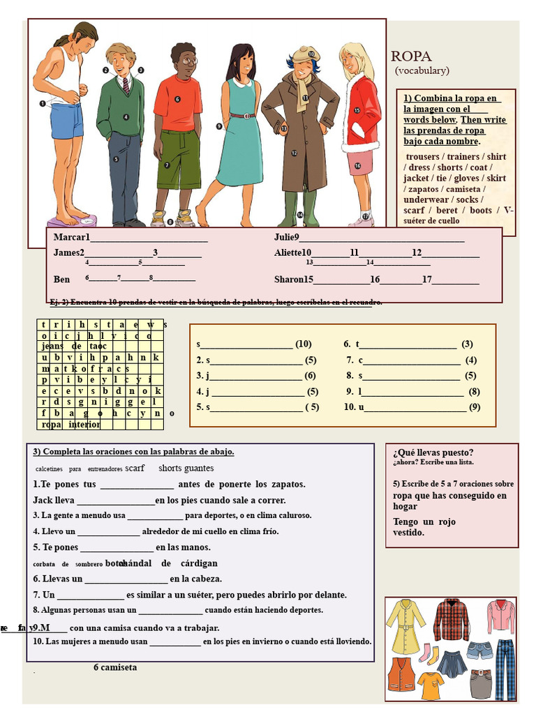 Vocabulario Esencial de Ropa en Español | PDF | Ropa | Moda