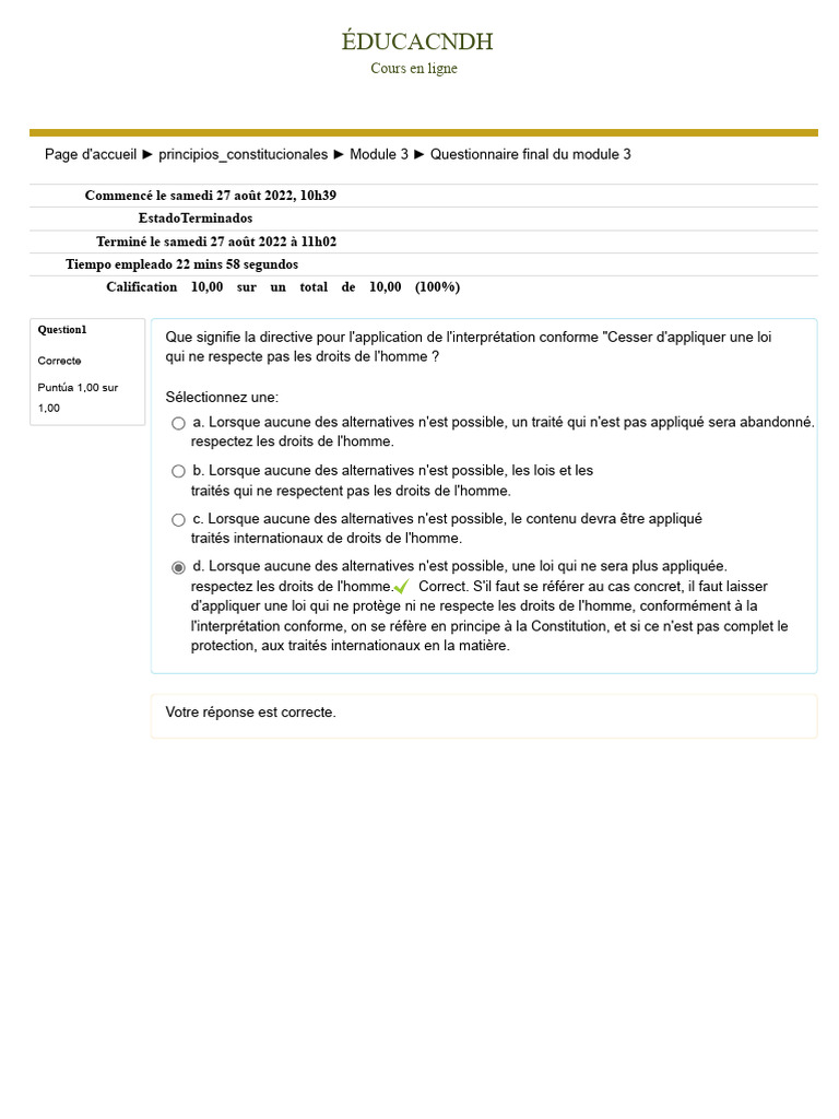 Questionnaire sur les droits de l'homme et la discrimination | PDF ...