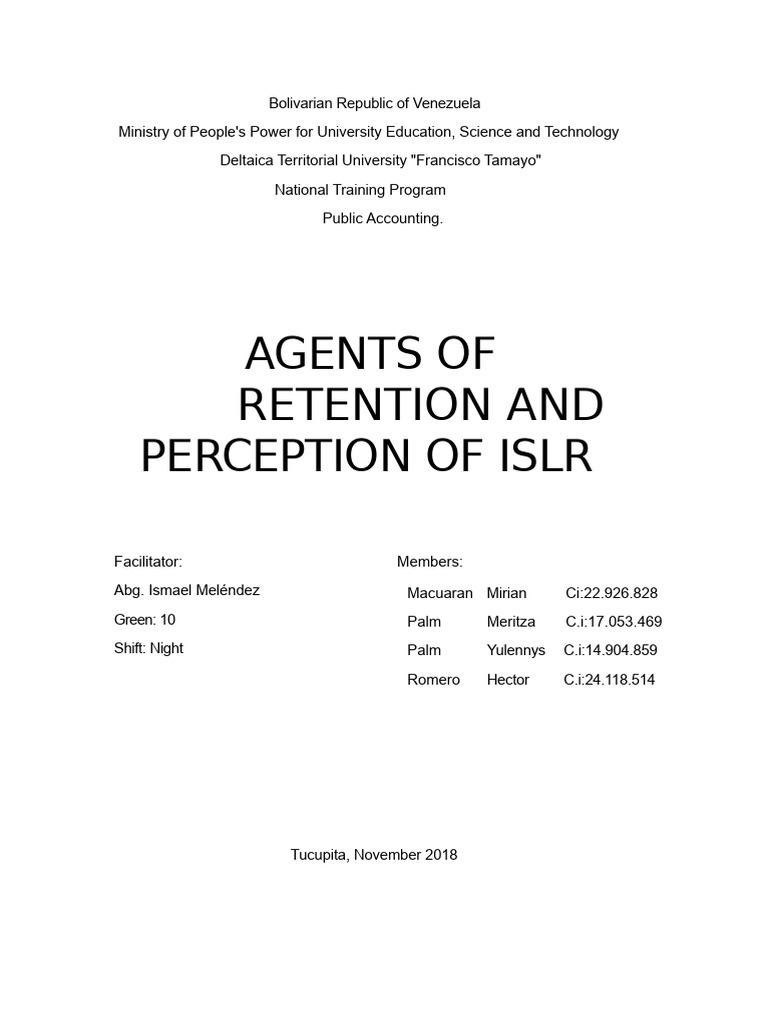ISLR Withholding Agents in Venezuela | PDF | Taxes | Payments