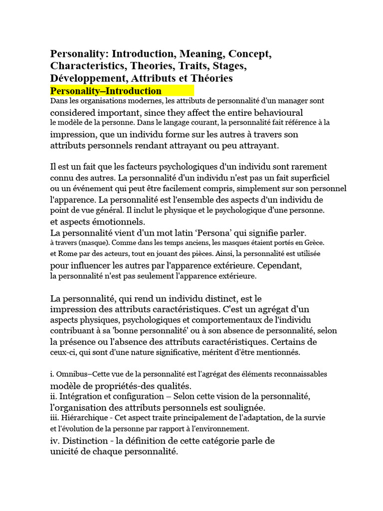 Comprendre la personnalité humaine | PDF | Introversion et extraversion ...