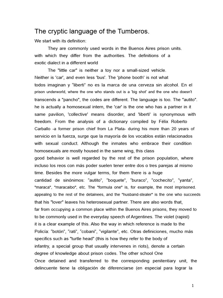 The Cryptic Language of The Tumberos | PDF