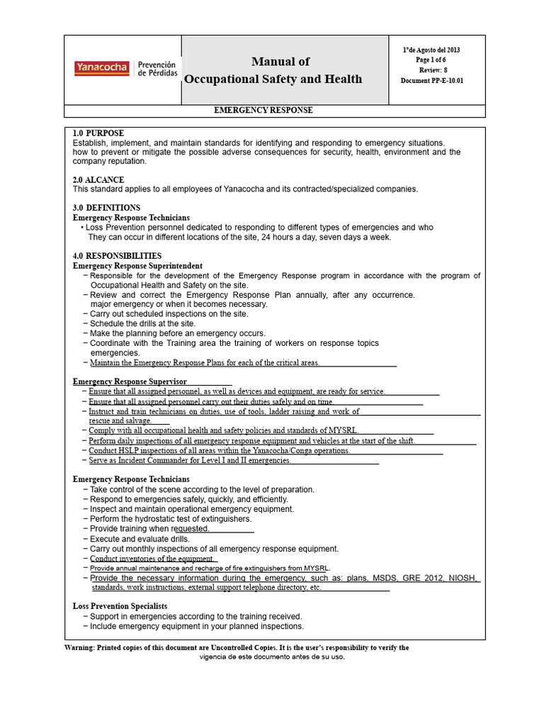 Emergency Response Plan Guidelines | PDF | Emergency Management | Emergency