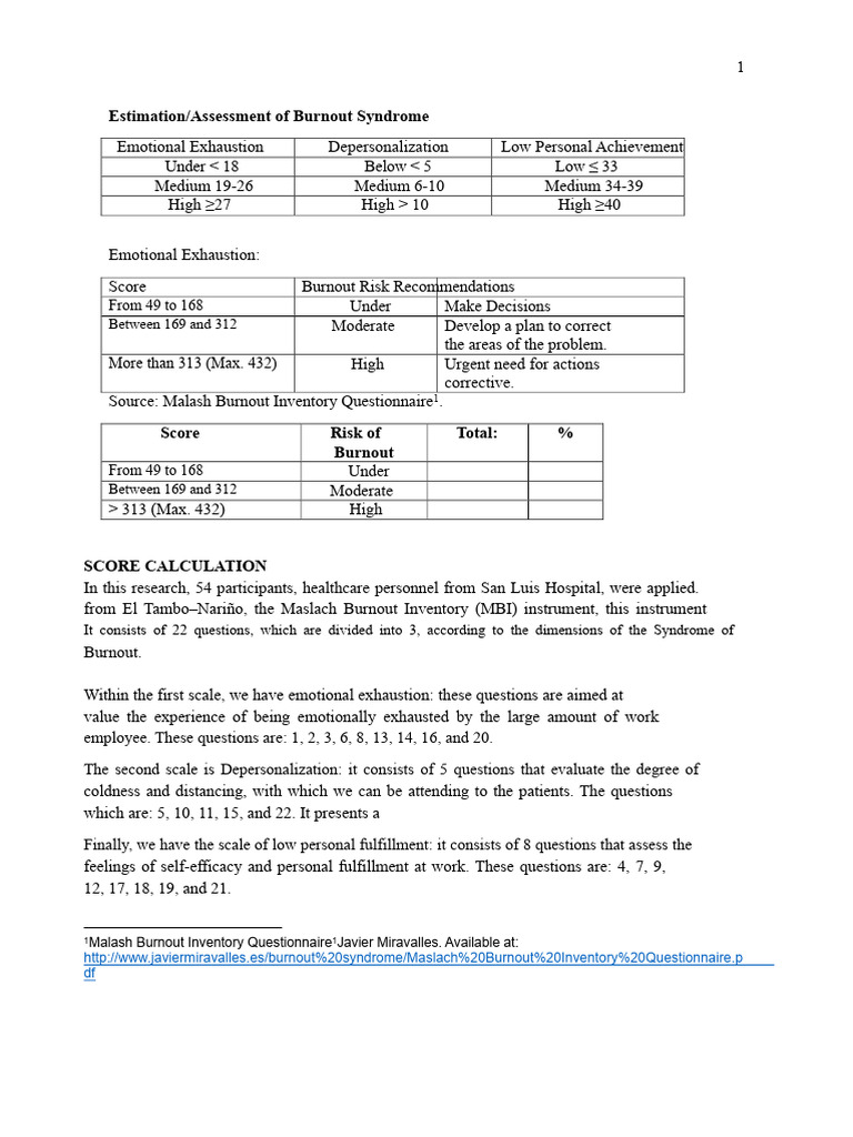 Burnout Syndrome Assessment in Healthcare Workers | PDF | Occupational ...
