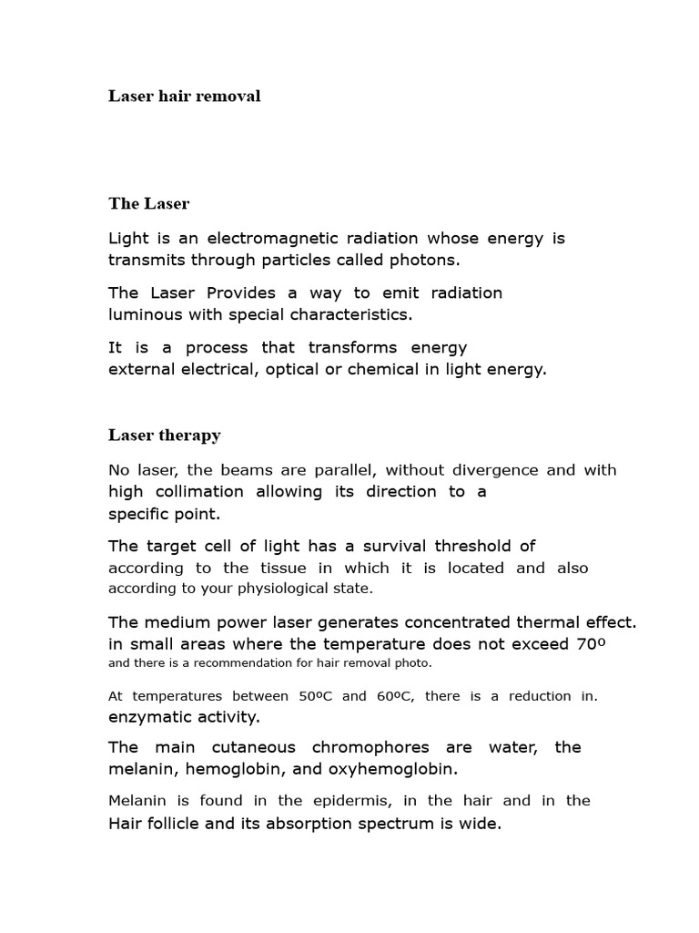 Laser Hair Removal Explained: Process & Care | PDF | Laser | Light