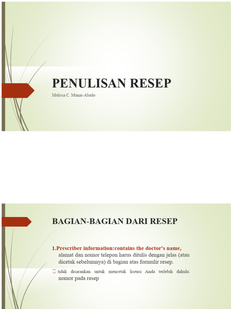 Panduan Lengkap Penulisan Resep Medik | PDF