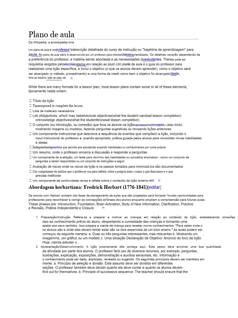 Estrutura de um Plano de Aula Eficaz | PDF | Aprendizado | Lição