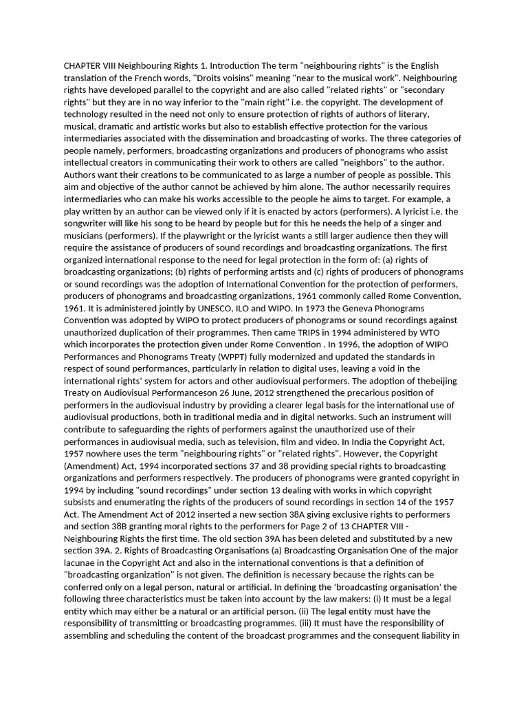 Understanding Neighbouring Rights in Law | PDF | Frequency Modulation ...