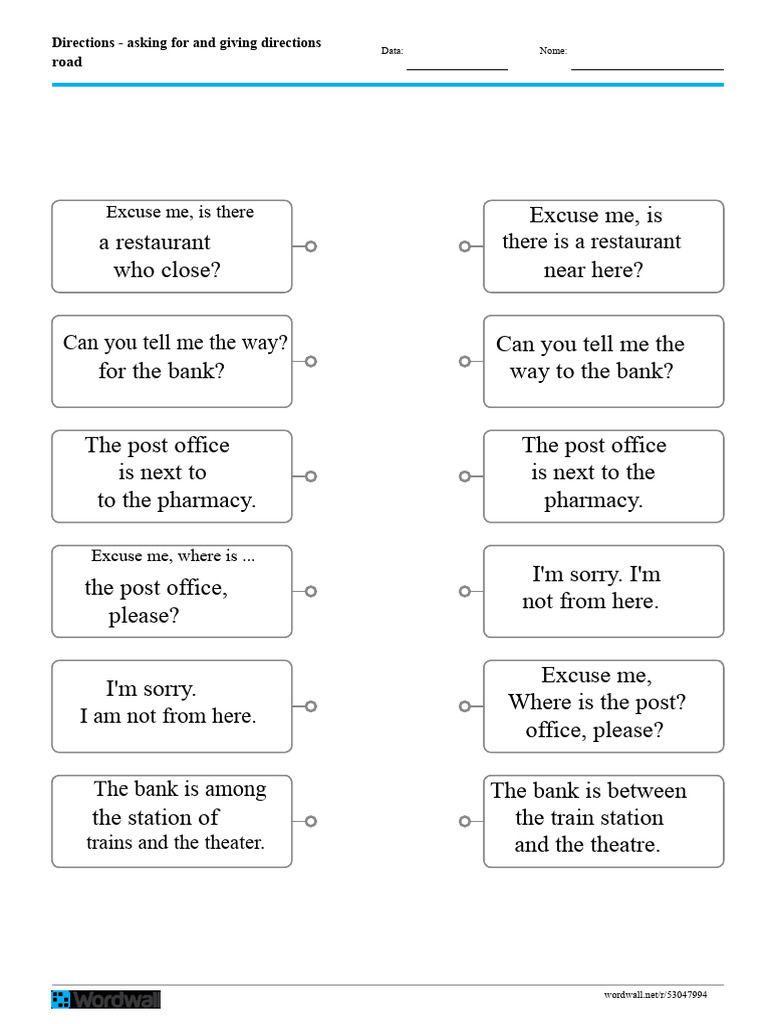 Directions Asking For and Giving Directions Combinations | PDF