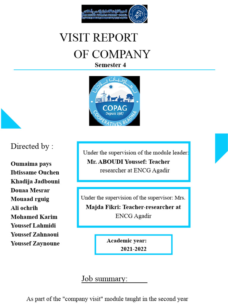 COPAG Company Visit Report Summary | PDF | Agriculture | Cooperative
