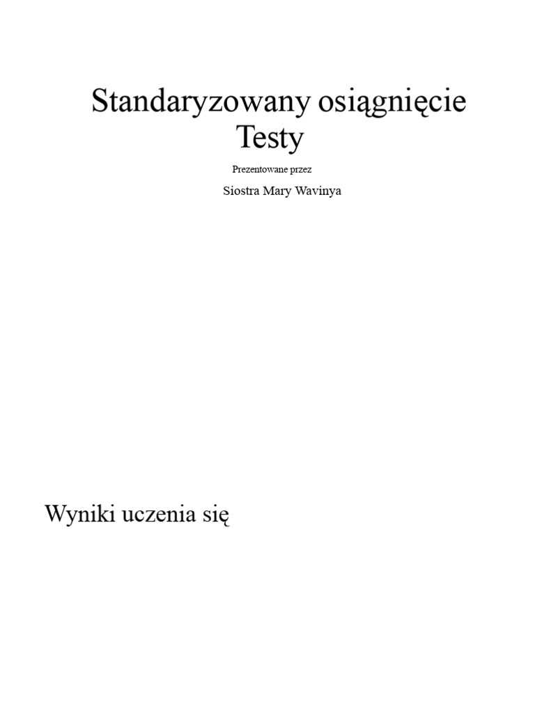 Ustandaryzowane Testy Osiągnięć | PDF