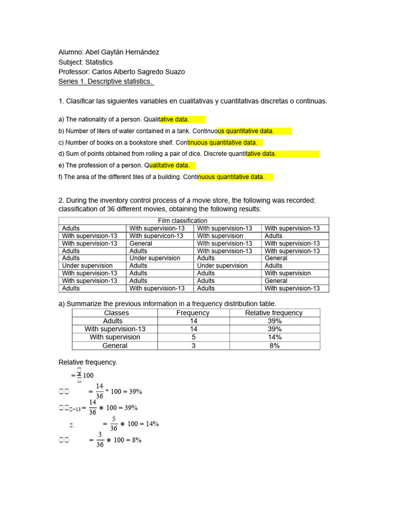 Statistics Variables and Data Analysis | PDF | Statistical Analysis ...