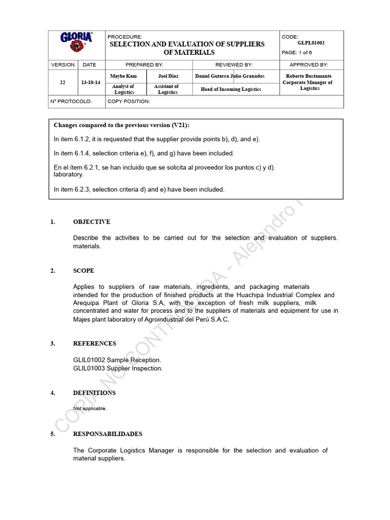 Supplier Selection and Evaluation Process | PDF
