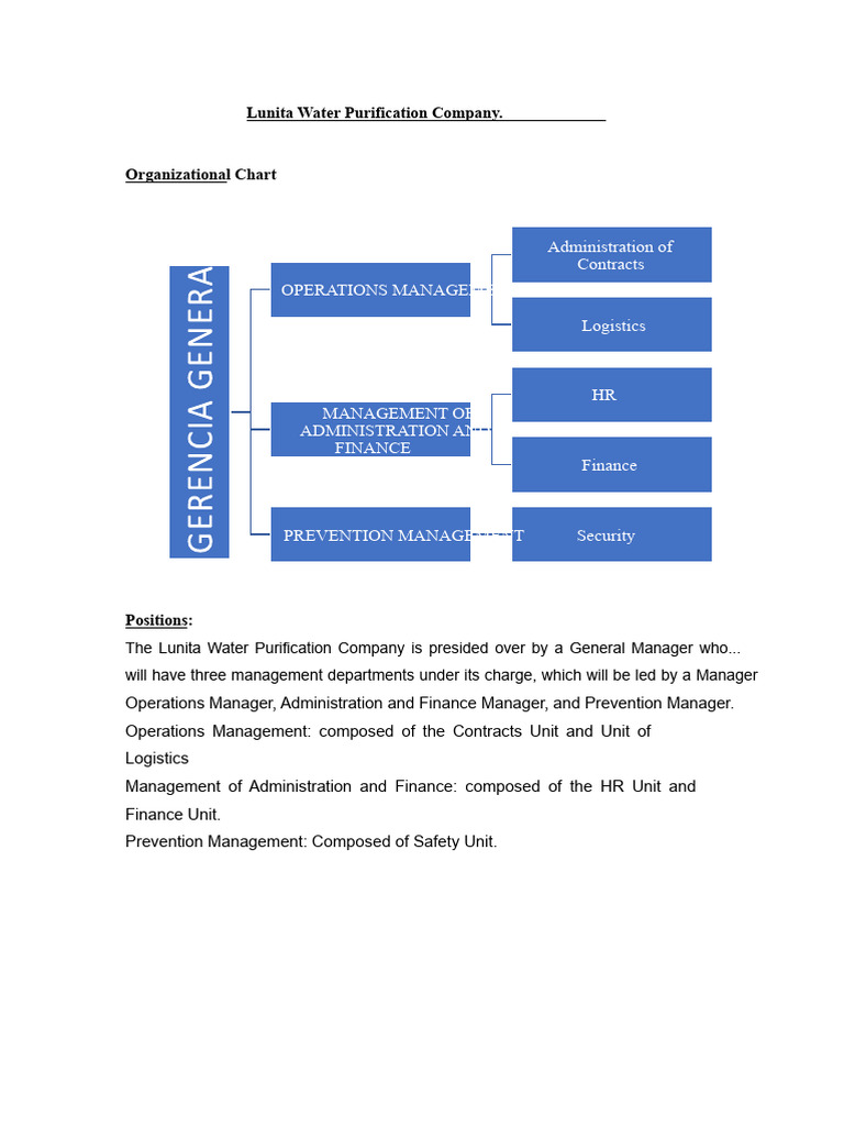 Lunita Water Purification Company Org Chart | PDF | Logistics ...