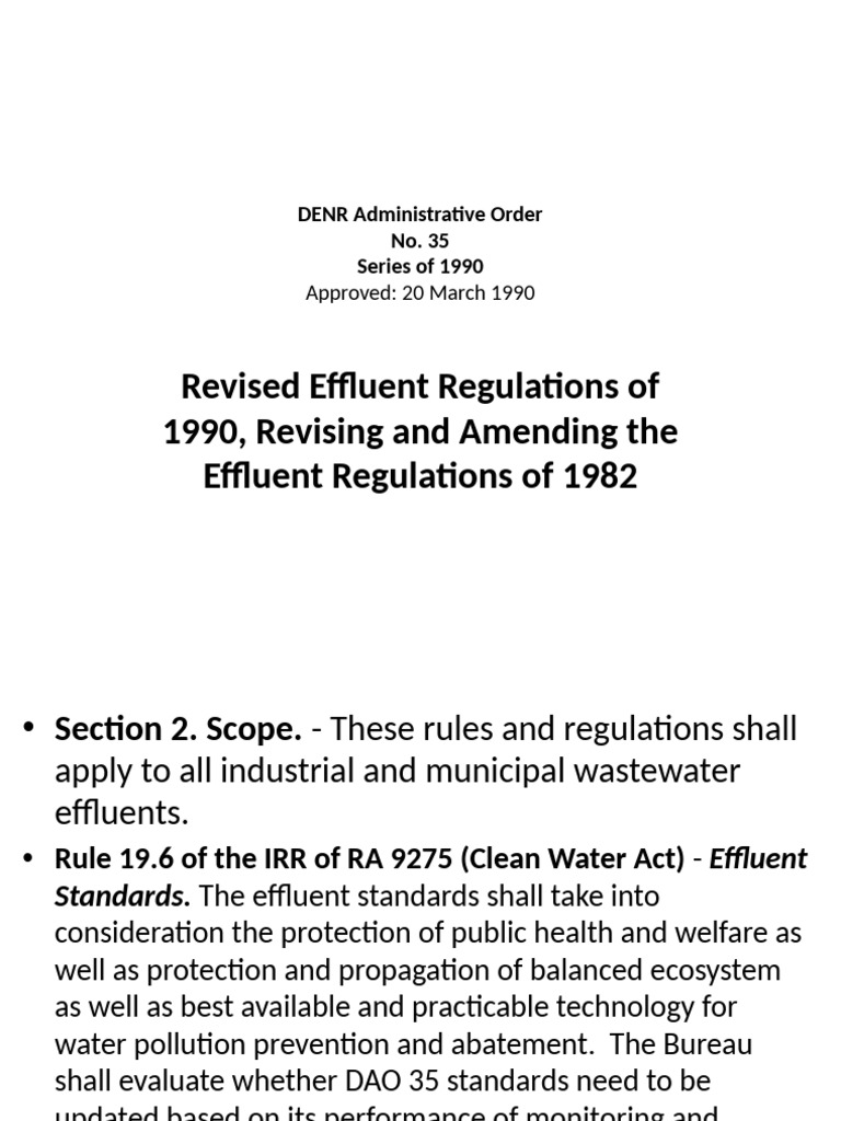 1990 Revised Effluent Regulations Guide | PDF | Effluent | Sewage Treatment