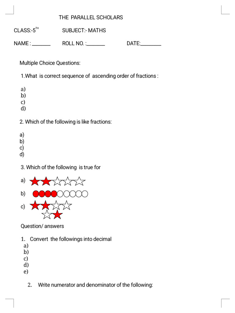 Grade 5 Maths MCQs and Exercises | PDF