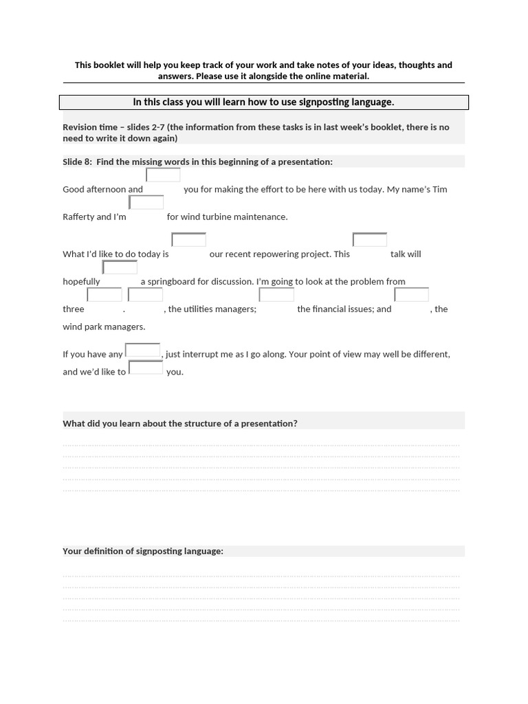 Your Notes 5 Signposting and Techniquetechnology | PDF
