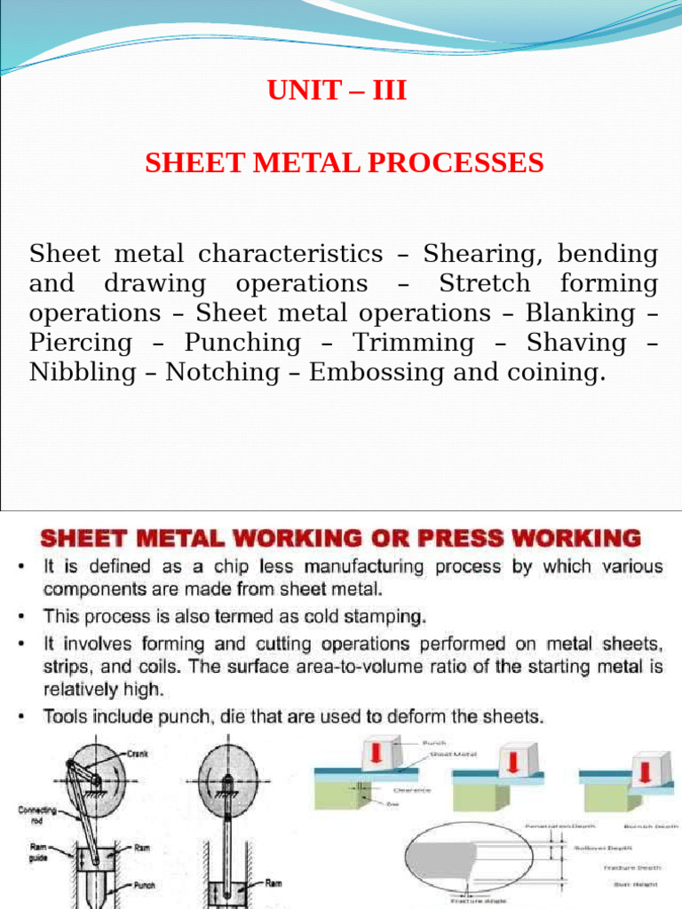 Unit III Sheet Metal Processes | PDF