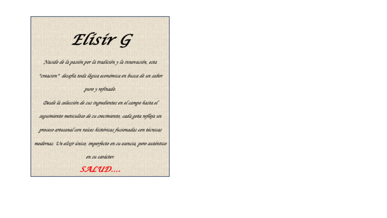 Elixir Artesanal: Sabor Puro y Refinado | PDF