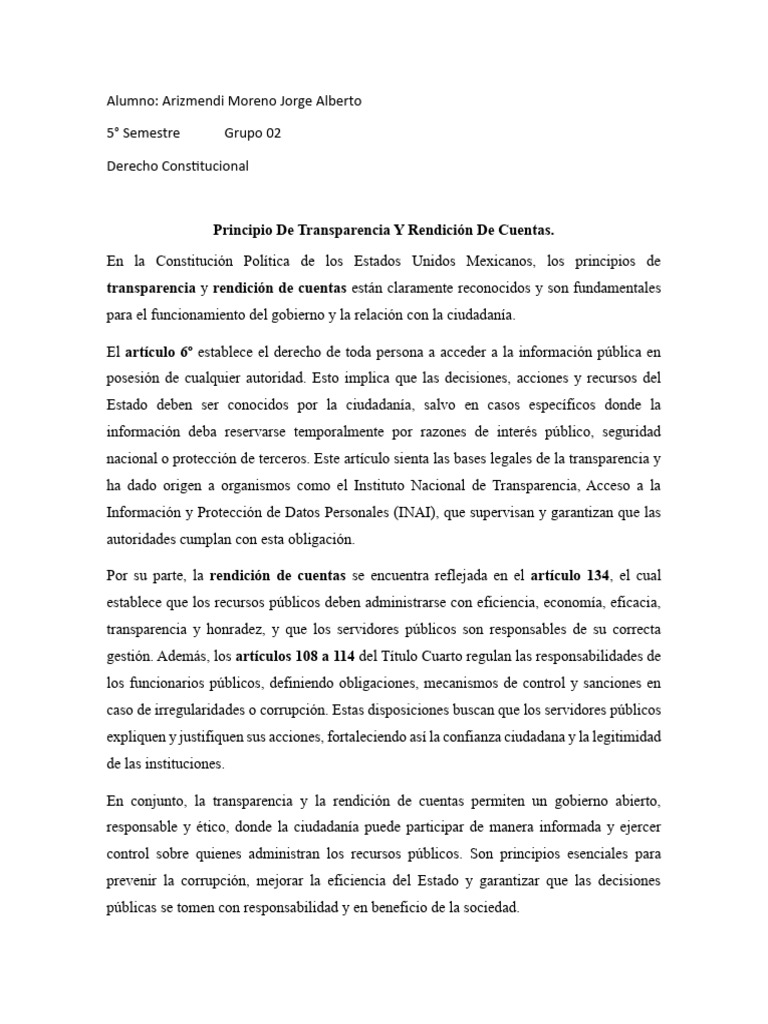 Transparencia y Rendición de Cuentas en México | PDF