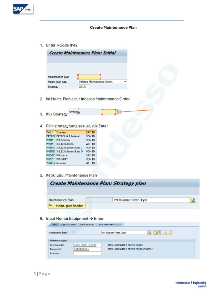 Create Maintenance Plan in SAP | PDF