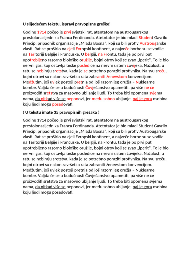 Pravopisna Vježba-Zadaća | PDF