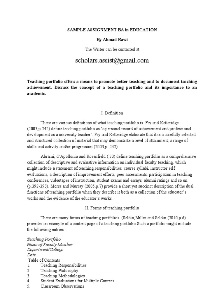 BA Education Teaching Portfolio Guide | PDF | Lecturer | Teachers