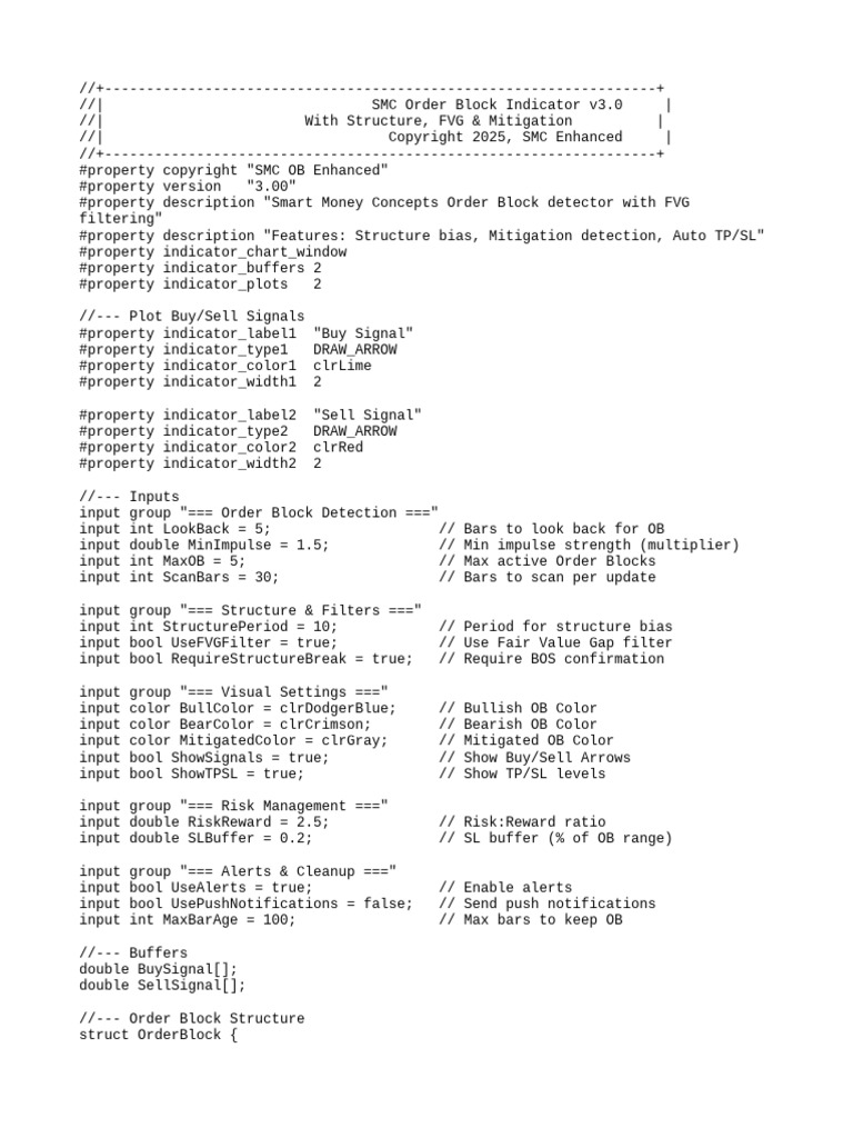 SMC Order Block Indicator v3.0 | PDF | Computer Programming | Software ...