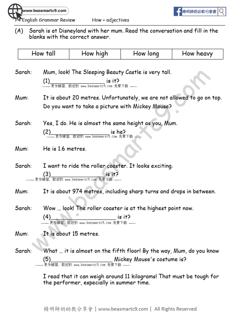 P4 English Grammar: How + Adjectives | PDF