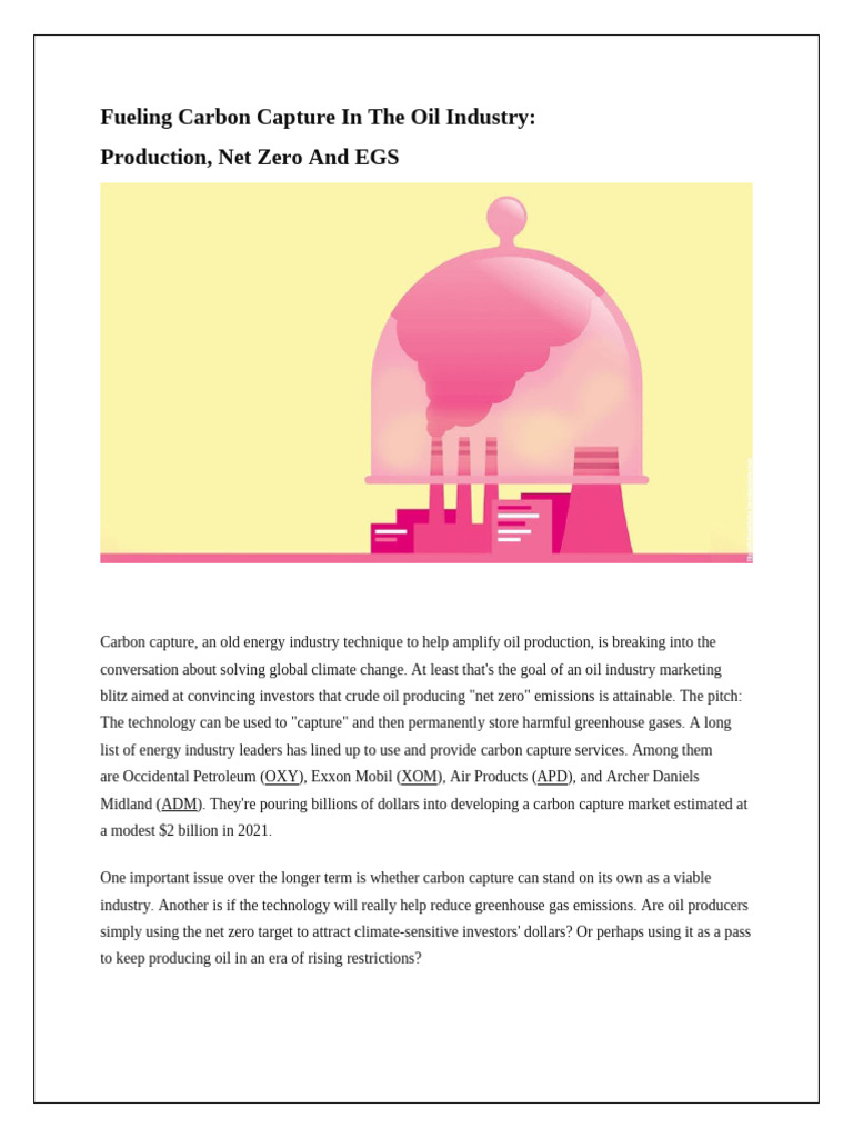 Fueling Carbon Capture in The Oil Industry - Docx Hasnaa | PDF | Carbon ...