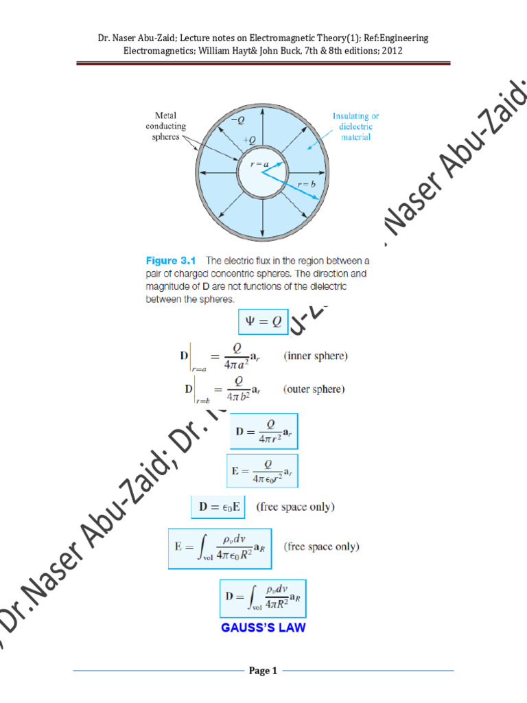 EM 1 Notes Chapters 3 Summer 15-6-2012 | PDF | Divergence | Flux