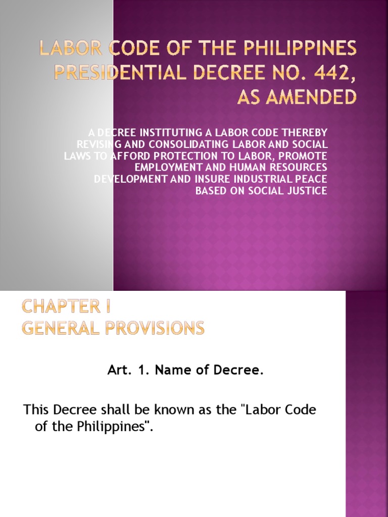 Labor Code of the Philippines Overview | PDF | Overtime | Employment