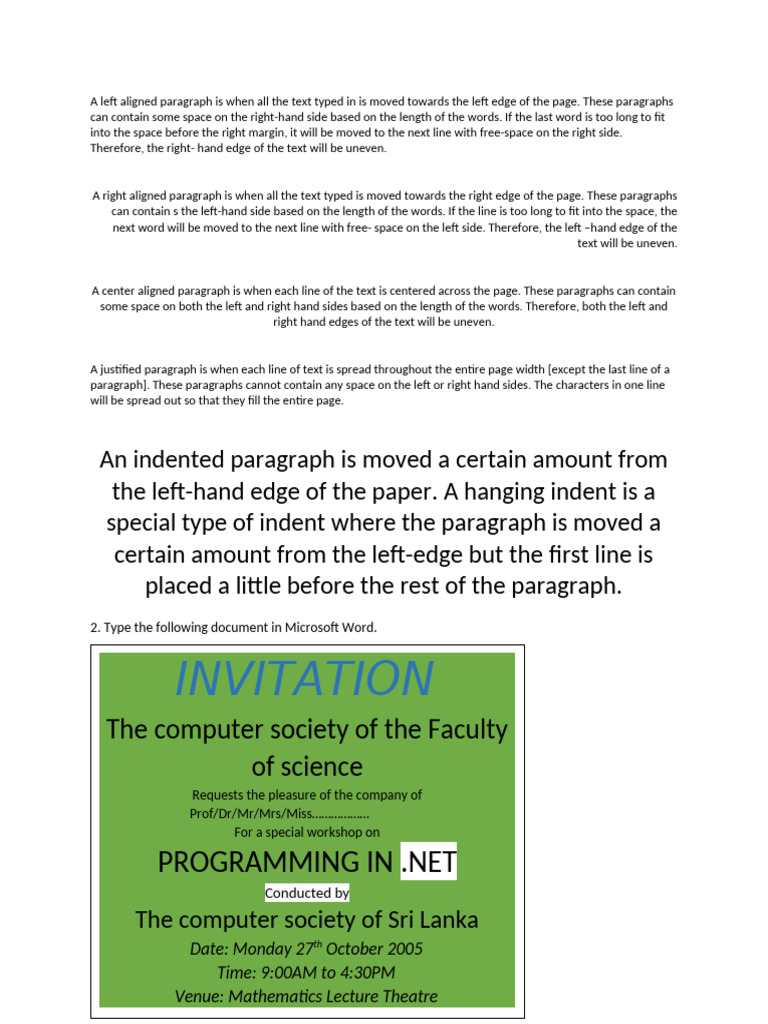 A Left Aligned Paragraph Is When All The Text Typed in Is Moved Towards ...