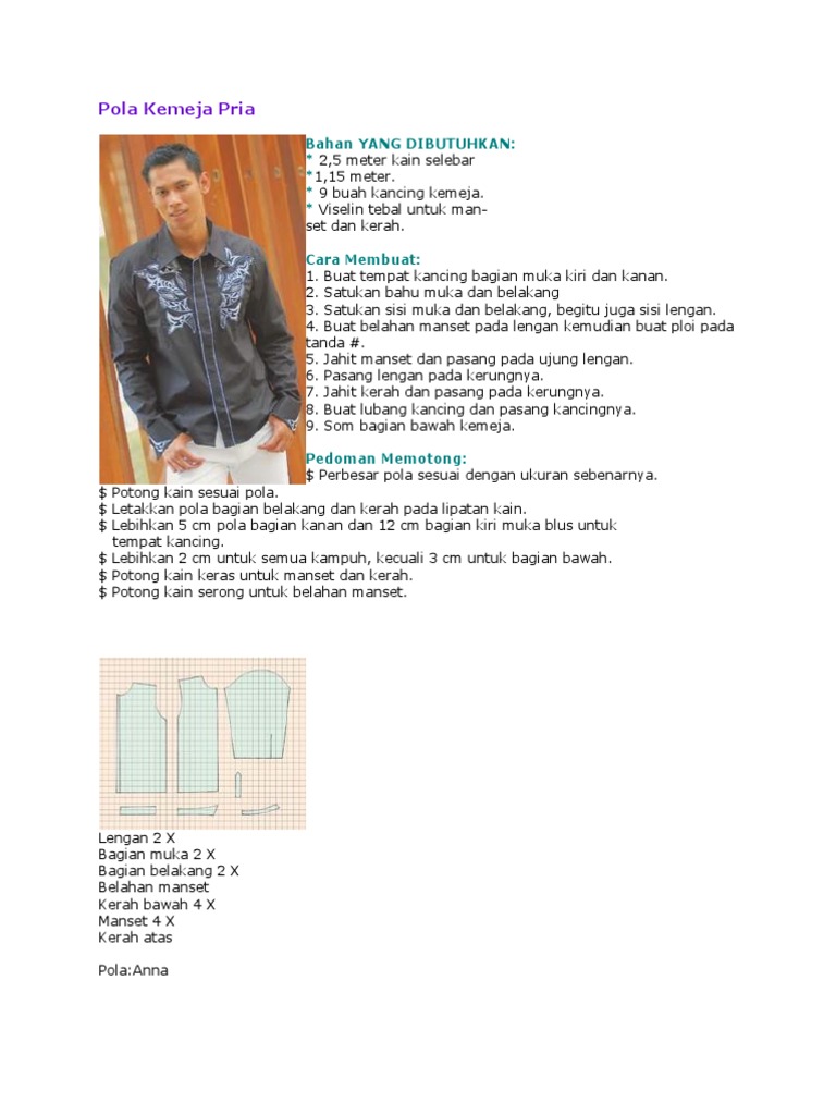 Pola Kemeja Pria