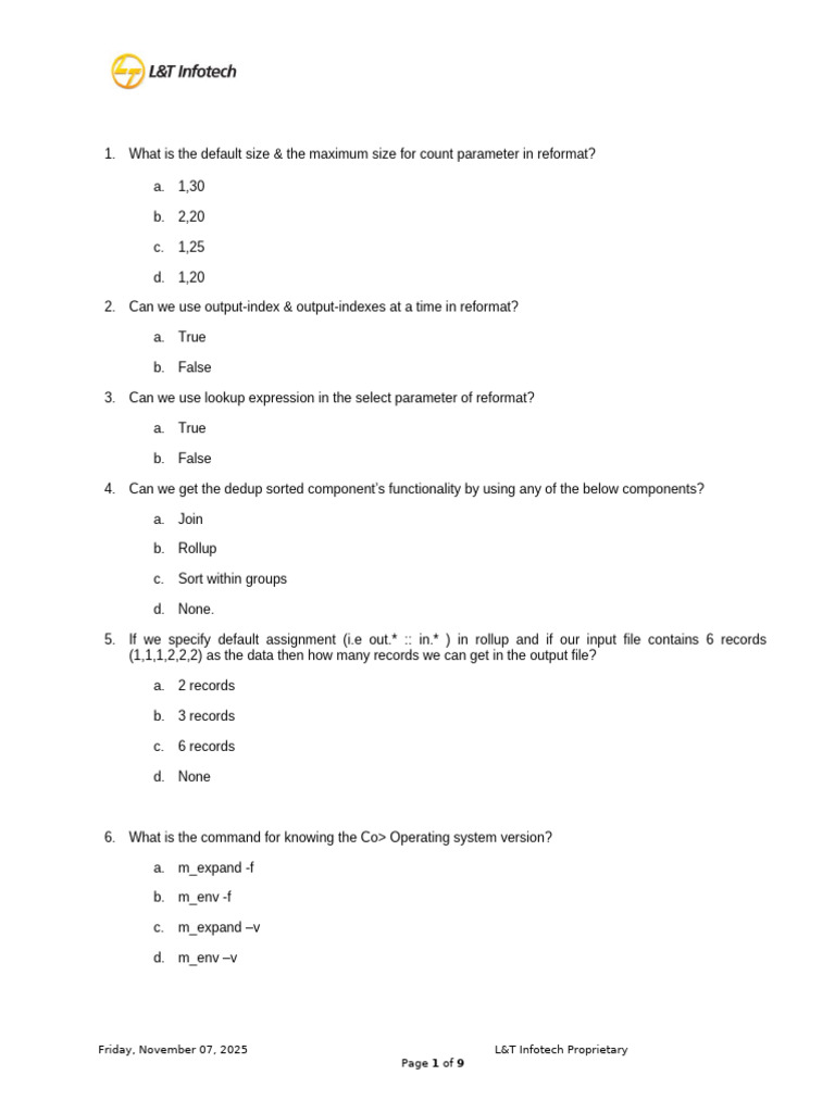 Ab Initio Reformat and Command Line Quiz | PDF | Parameter (Computer ...