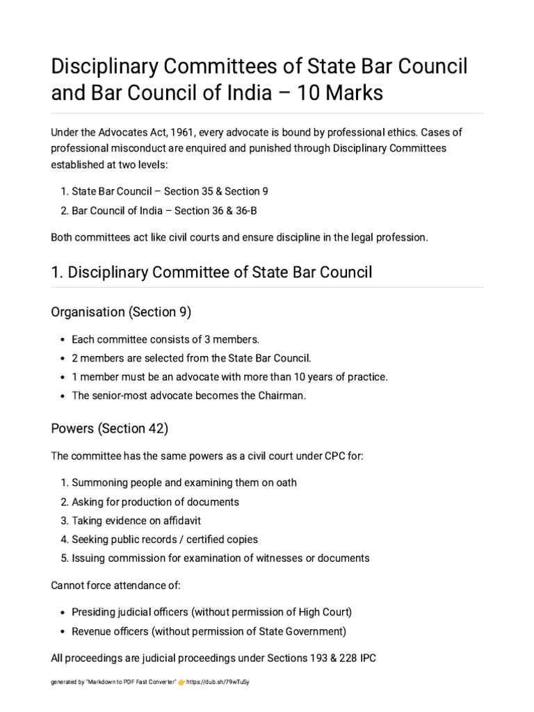 Disciplinary Committees | PDF | Advocate | Lawyer