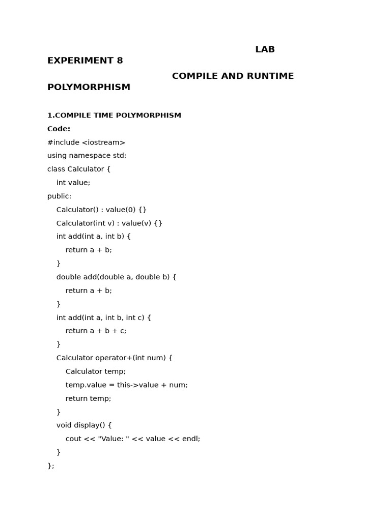 Polymorphism in C++: Compile & Runtime | PDF