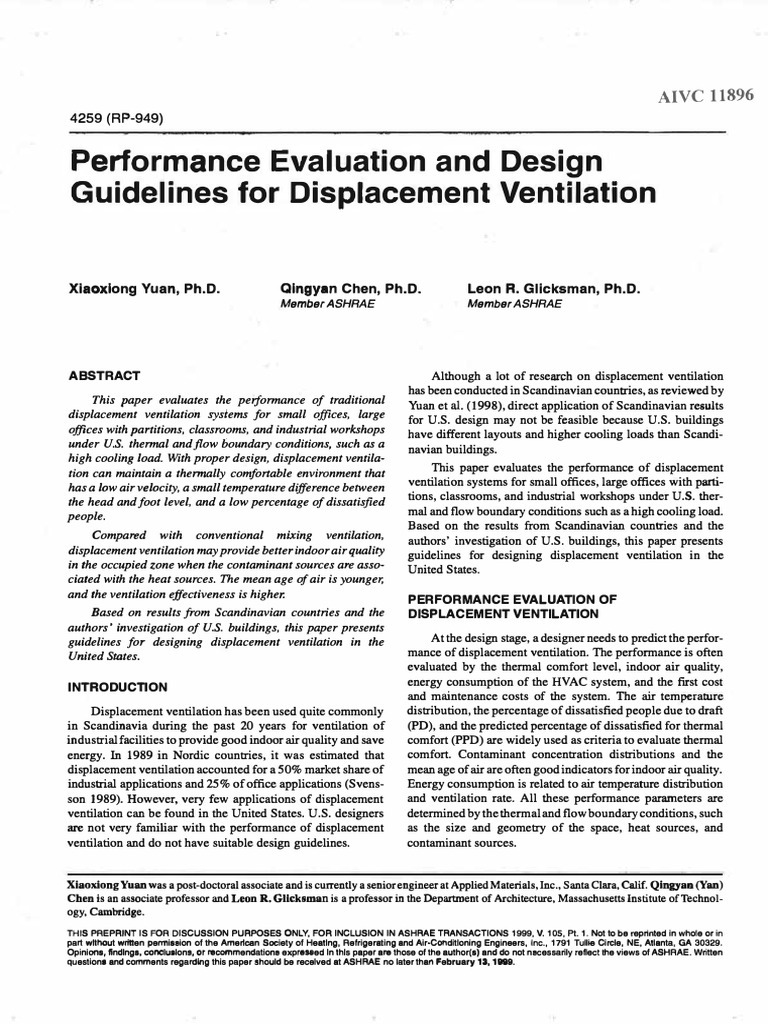 Displacement Ventilation Design Guidelines | PDF | Ventilation ...