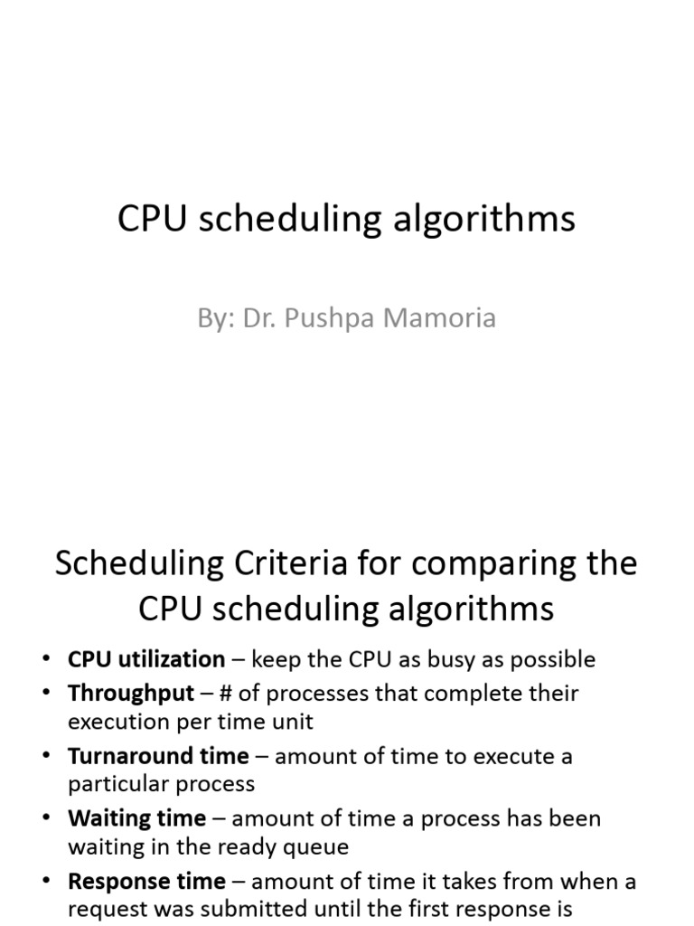 CPU Scheduling Algorithms1 | PDF