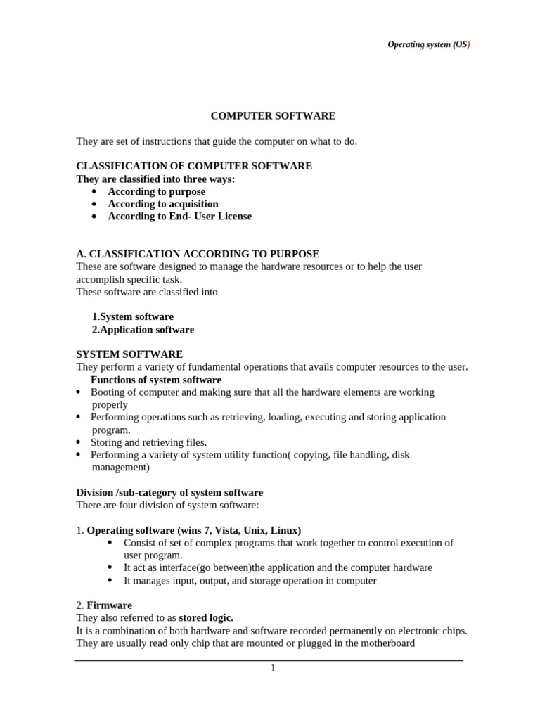 Overview of Operating Systems and Software | PDF | Computer File ...