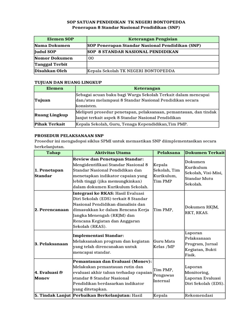 Format RKT untuk Sekolah TK Bontopedda | PDF