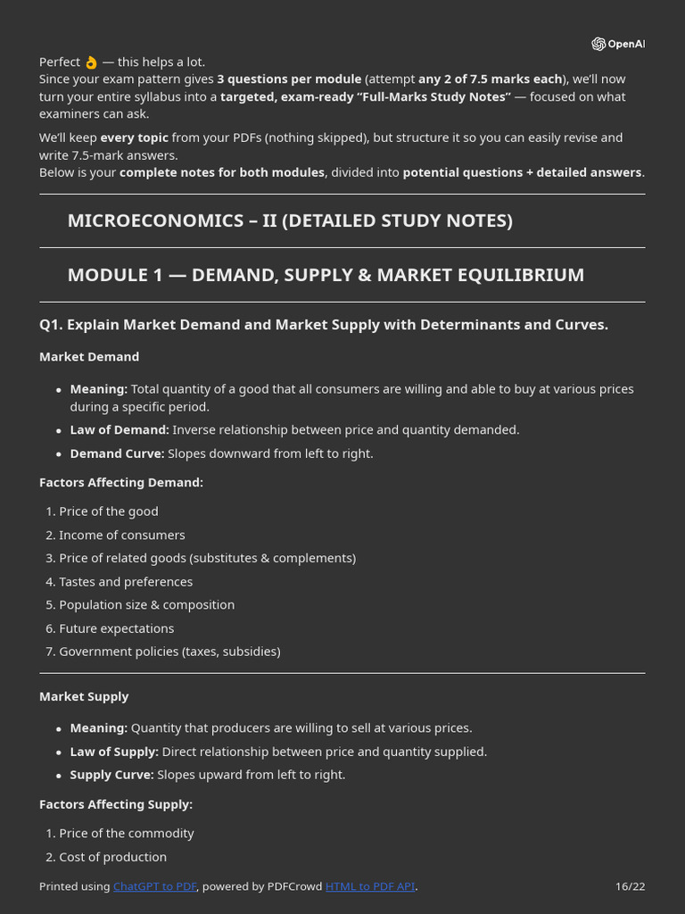 Exam-Ready Microeconomics Study Notes | PDF | Demand | Elasticity ...