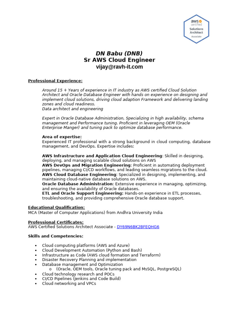 Nagesh-AWS - Cloud Engineer | PDF | Cloud Computing | Amazon Web Services