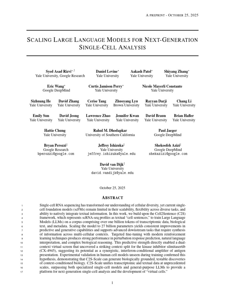 Scaling LLMs for Single-Cell Analysis | PDF | Information Science