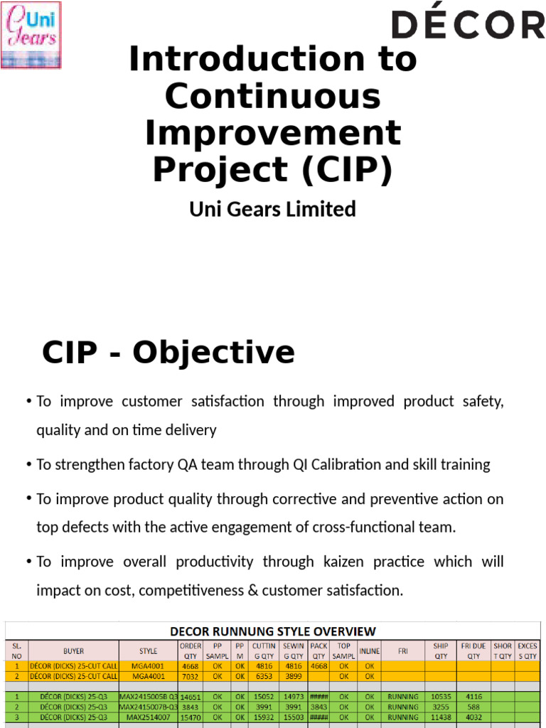 Continuous Improvement Project Overview | PDF | Performance Indicator ...