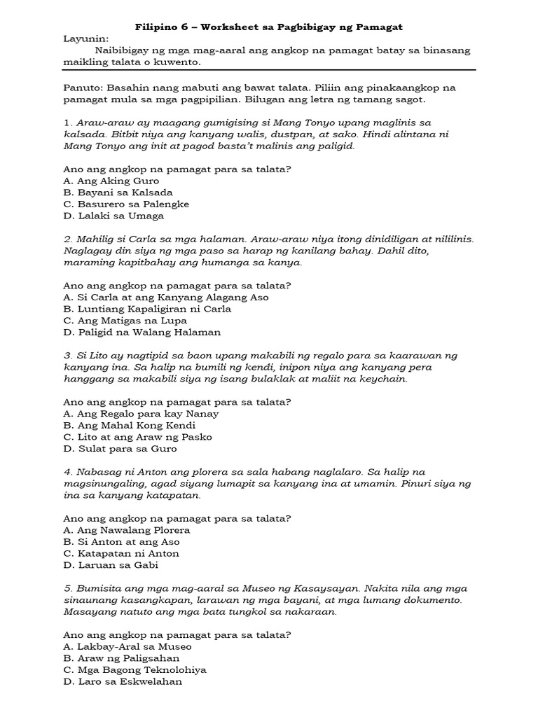 Grade 6 Filipino | PDF