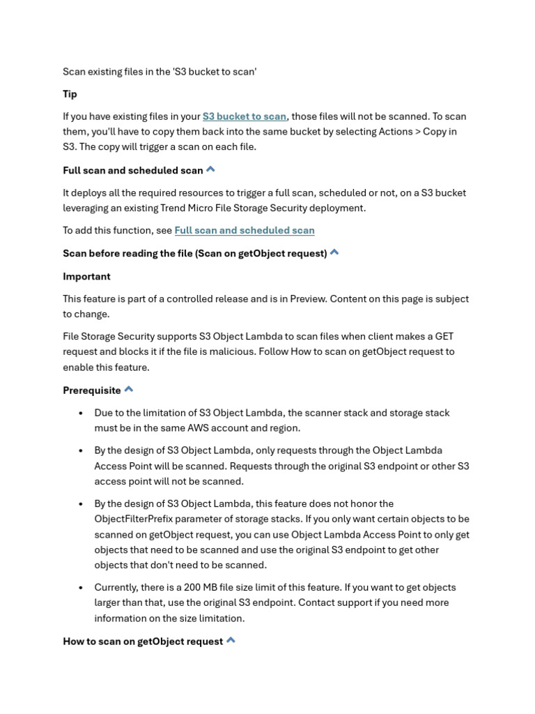 Scan Existing Files in The | PDF | Image Scanner | Amazon Web Services