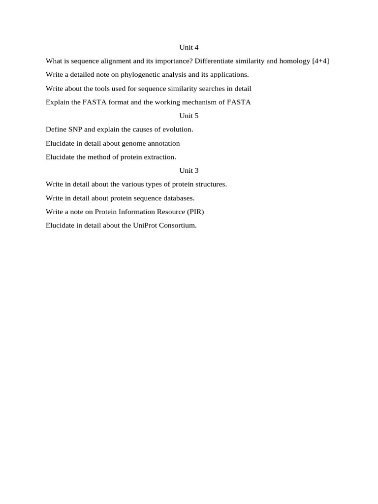 Mid 2 Imp Questions Bioinformatics | PDF
