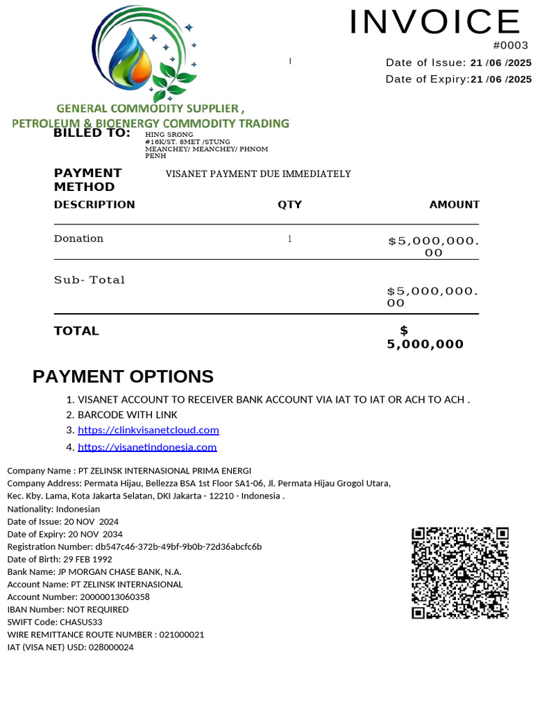 Invoice Visanet HING SRONG | PDF