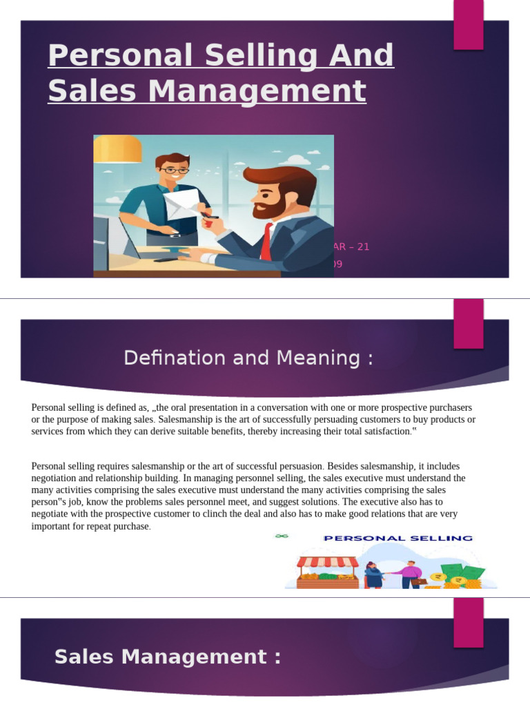 Personal Selling and Sales Management Guide | PDF